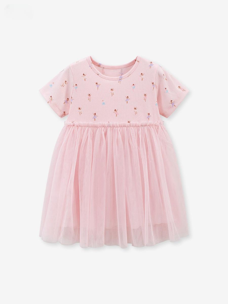 Little Maven Mesh Girls' Skirt Summer Short-sleeved Princess Skirt Children's Dress
