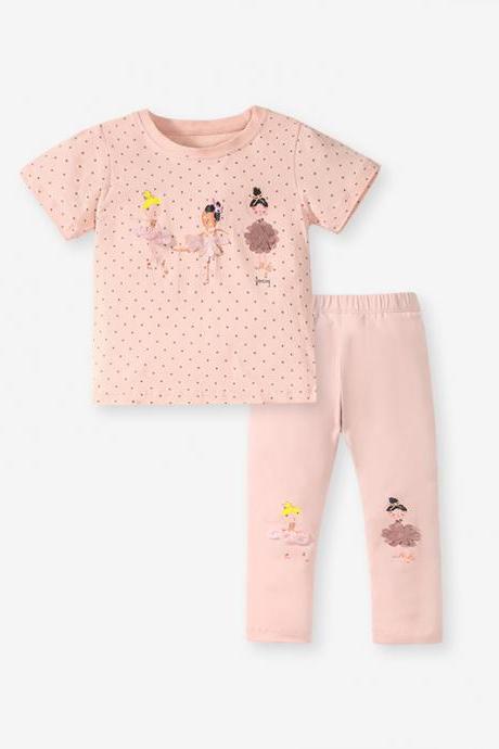 Little Maven Summer Short-sleeved Girls' Suit Home Children's Suit Baby Girl's Cute Two-piece Set